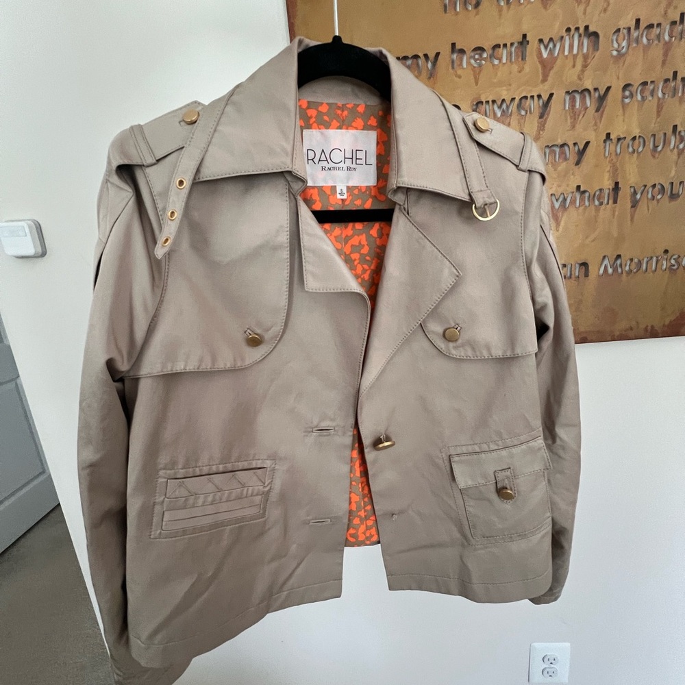 RACHEL Rachel Roy Khaki Cropped Trench Jacket